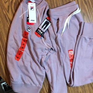 Ladies heritage French terry crew and jogger matching set. Size M light purple